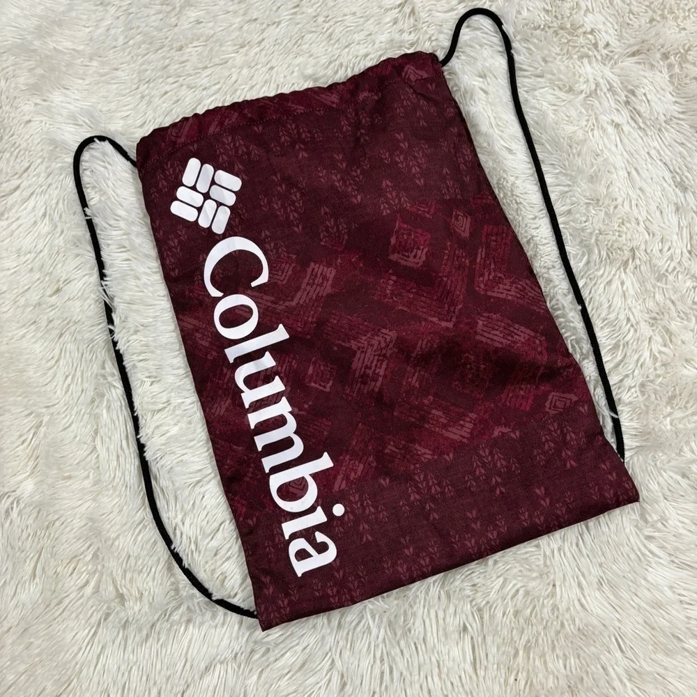 Columbia Unisex Burgundy Abstract print Drawstring Backpack